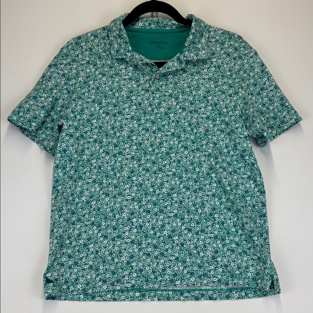 UNTUCKIT Mens Floral Garganega Polo Shirt Pima Cotton Golf Preppy Size Small